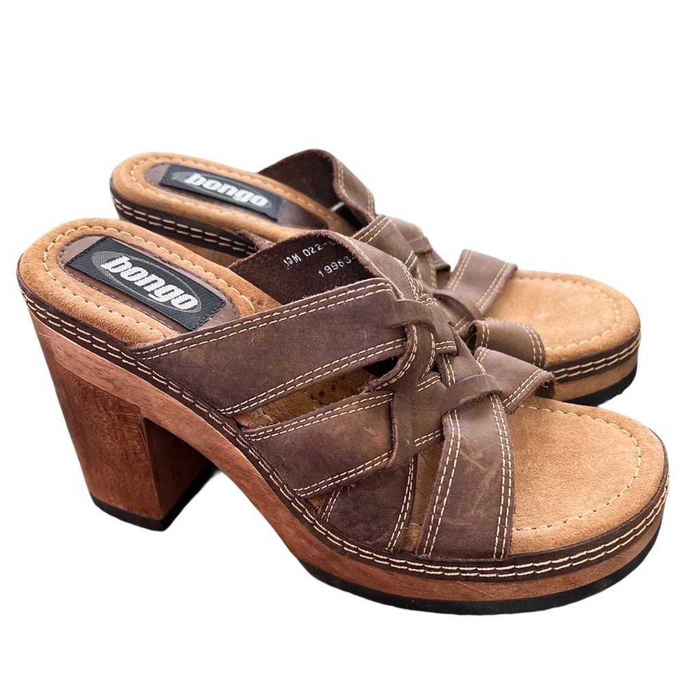 Y2K Bongo Brown Leather Chunky Heels
